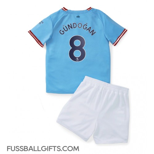 Manchester City Ilkay Gundogan #8 Fußballbekleidung Heimtrikot Kinder 2022-23 Kurzarm (+ kurze hosen)
